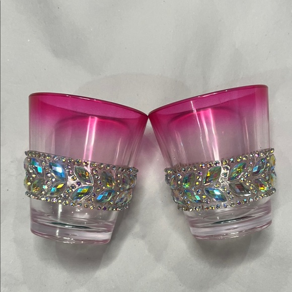 Hand Crafted Pink Rhinestone Embellished Shot Glasses - Picture 3 of 9